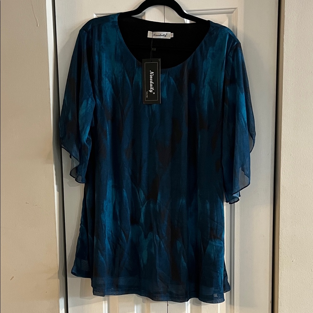 Blue Ninedaily 2XL Women's Top